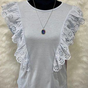 NWT- Rachel Parcell Eyelet Ruffled sleeveless Top